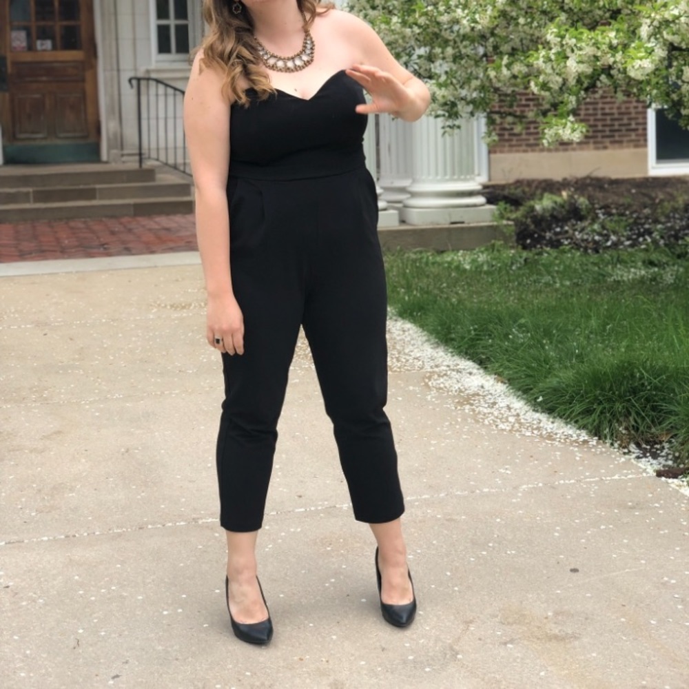 Express: Black Strapless Jumpsuit: Size 14